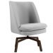 Poltrona Decorativa Giratória Base Ka Pérsia D02 Linho Cinza C-315 - Lyam Decor