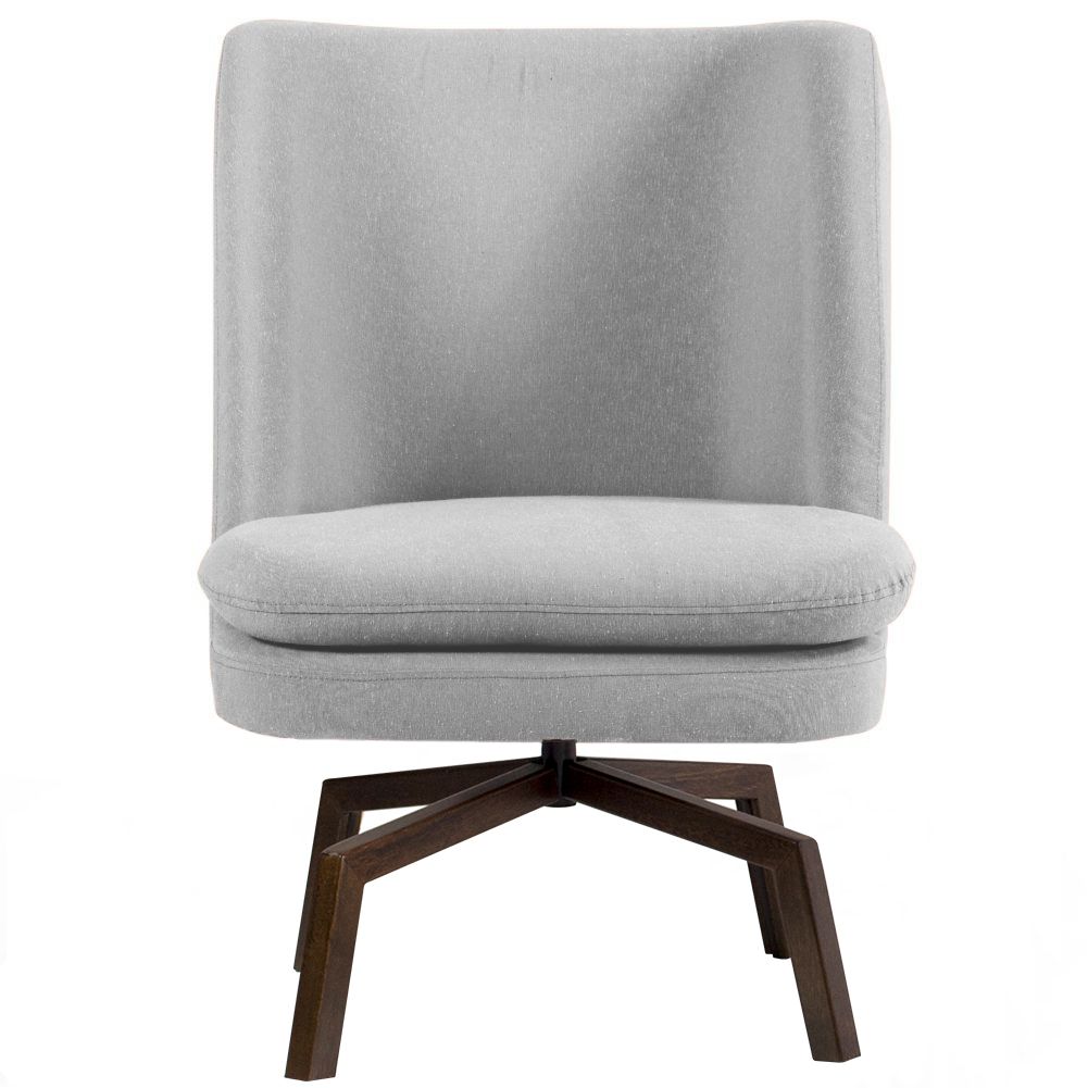 Poltrona Decorativa Giratória Base Ka Pérsia D02 Linho Cinza C-315 - Lyam Decor