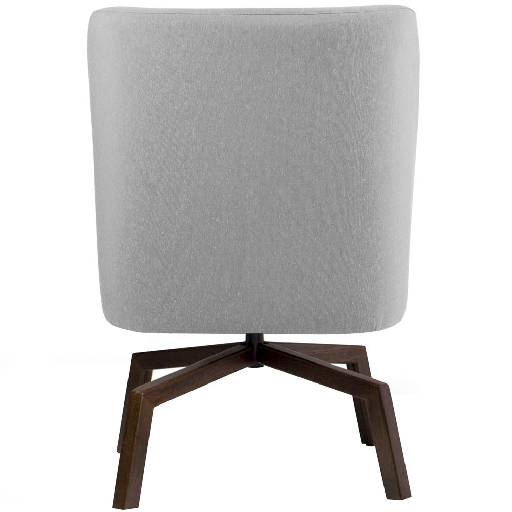 Poltrona Decorativa Giratória Base Ka Pérsia D02 Linho Cinza C-315 - Lyam Decor