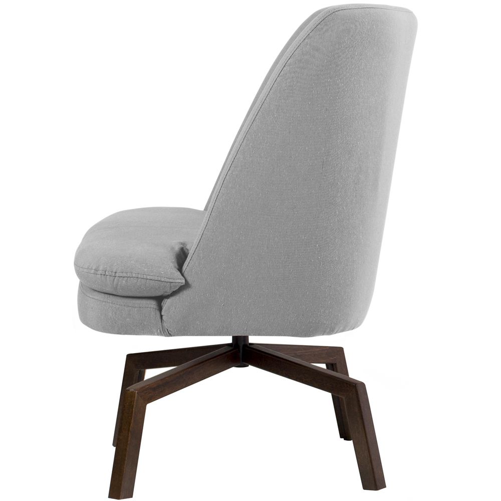 Poltrona Decorativa Giratória Base Ka Pérsia D02 Linho Cinza C-315 - Lyam Decor