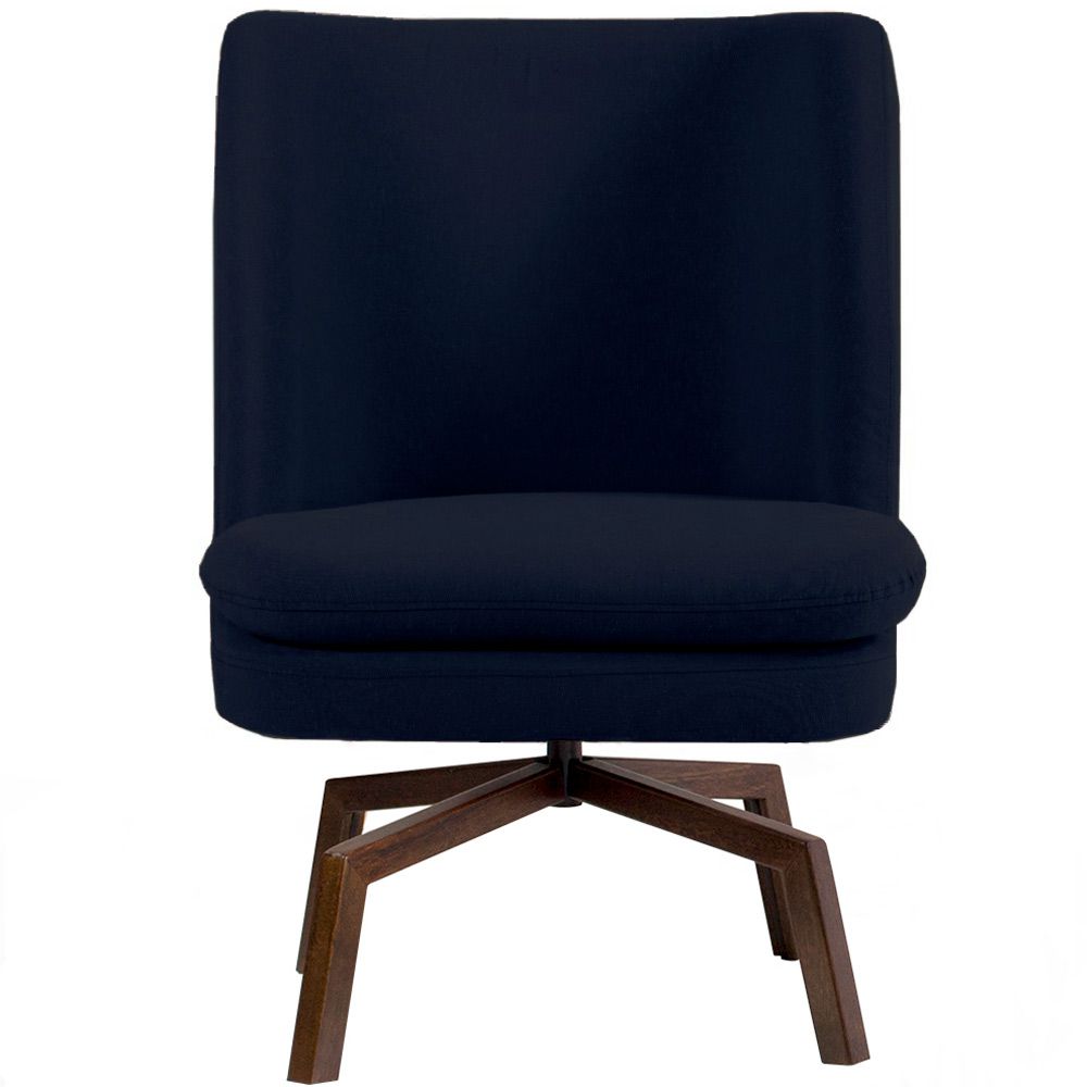 Poltrona Decorativa Giratória Base Ka Pérsia D02 Veludo Azul Marinho B-287 - Lyam Decor