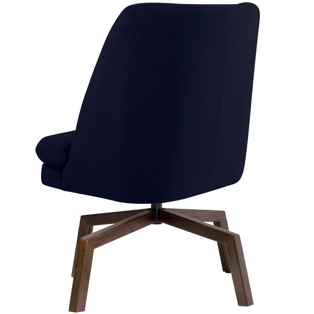 Poltrona Decorativa Giratória Base Ka Pérsia D02 Veludo Azul Marinho B-287 - Lyam Decor
