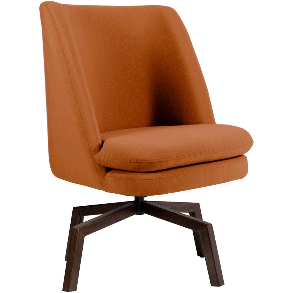 Poltrona Decorativa Giratória Base Ka Pérsia D02 Veludo Telha B-262 - Lyam Decor