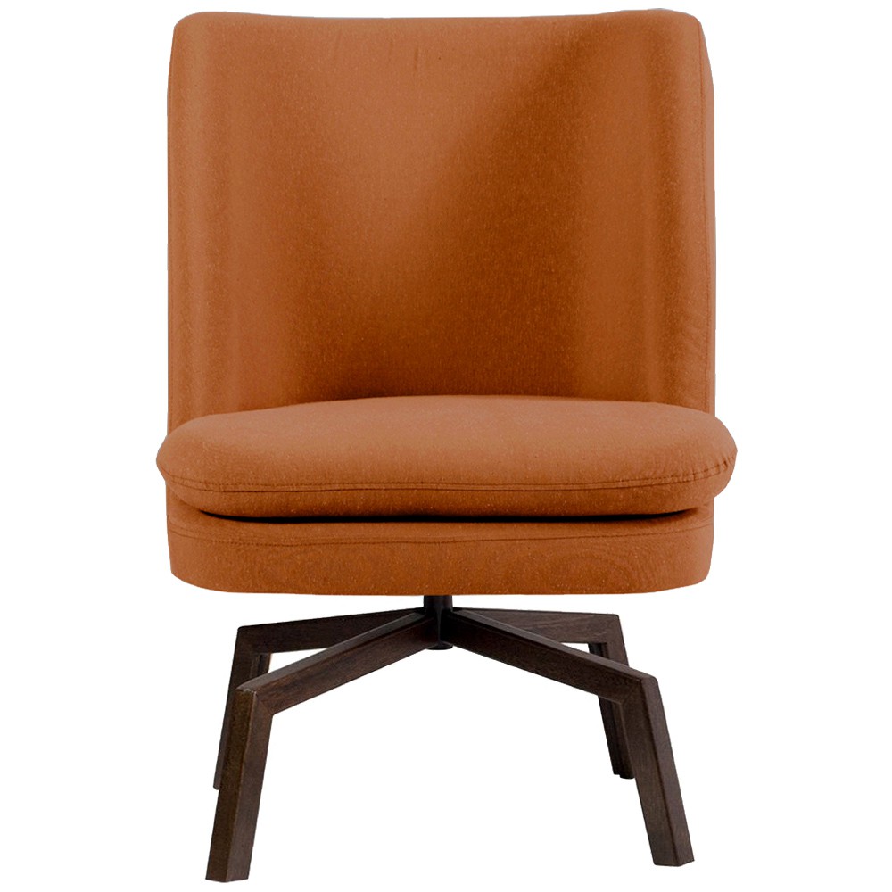 Poltrona Decorativa Giratória Base Ka Pérsia D02 Veludo Telha B-262 - Lyam Decor