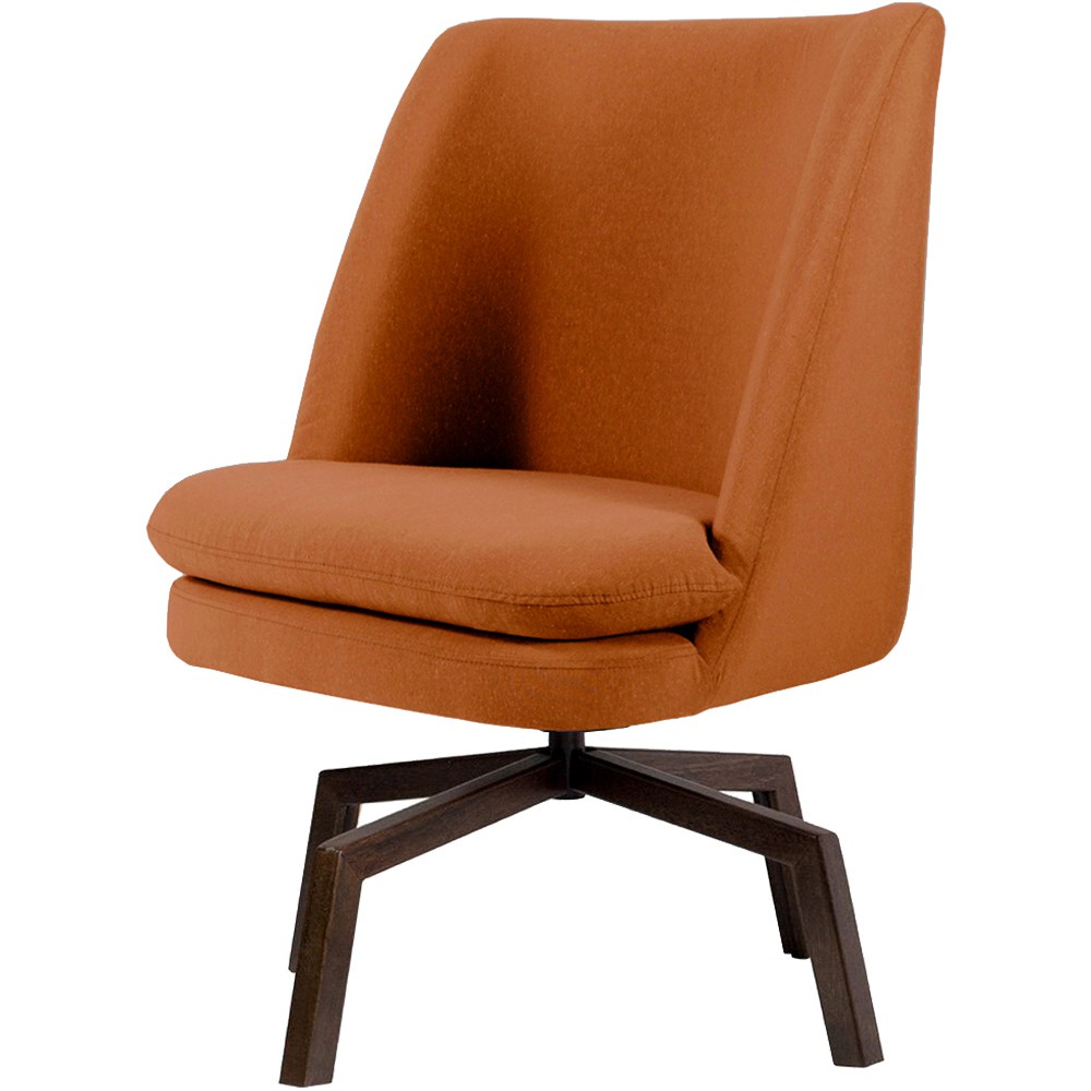 Poltrona Decorativa Giratória Base Ka Pérsia D02 Veludo Telha B-262 - Lyam Decor