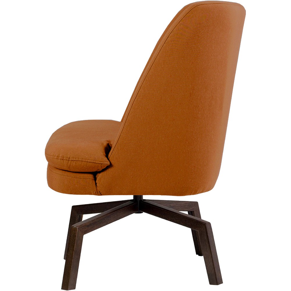 Poltrona Decorativa Giratória Base Ka Pérsia D02 Veludo Telha B-262 - Lyam Decor