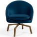 Poltrona Decorativa Giratória Base Ka Rafa D02 Veludo Azul Oxford C-304 - Lyam Decor