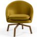 Poltrona Decorativa Giratória Base Ka Rafa D02 Veludo Mostarda C-279 - Lyam Decor