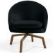 Poltrona Decorativa Giratória Base Ka Rafa D02 Veludo Preto C-300 - Lyam Decor