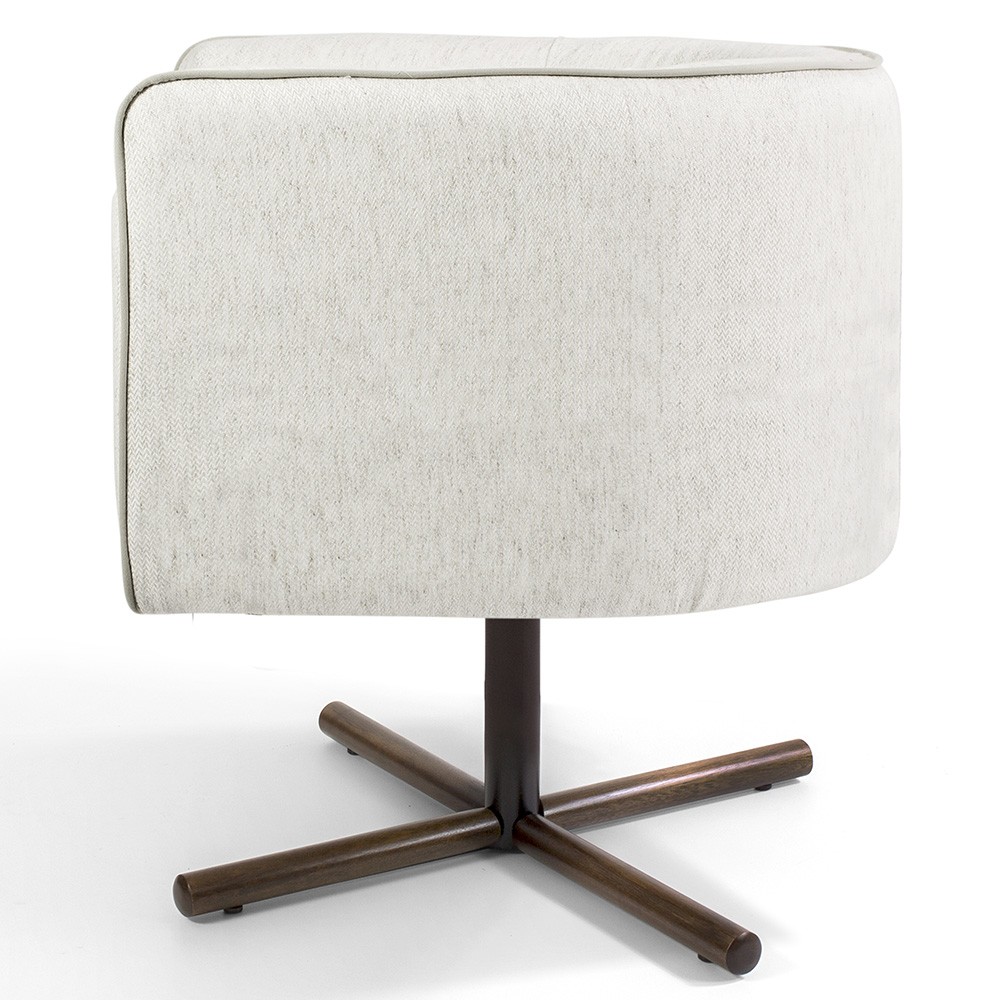 Poltrona Decorativa Giratória Base X Betina D02 Linho Bege C-443 - Lyam Decor