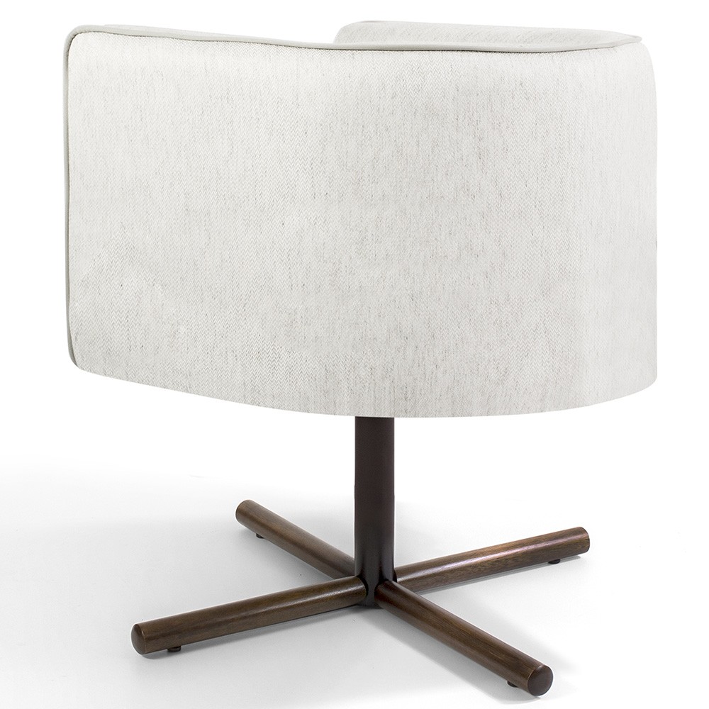 Poltrona Decorativa Giratória Base X Betina D02 Linho Bege C-443 - Lyam Decor