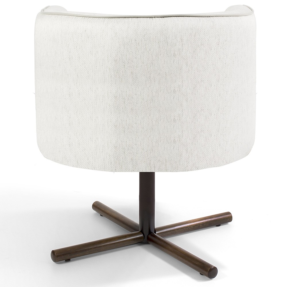 Poltrona Decorativa Giratória Base X Betina D02 Linho Bege C-443 - Lyam Decor