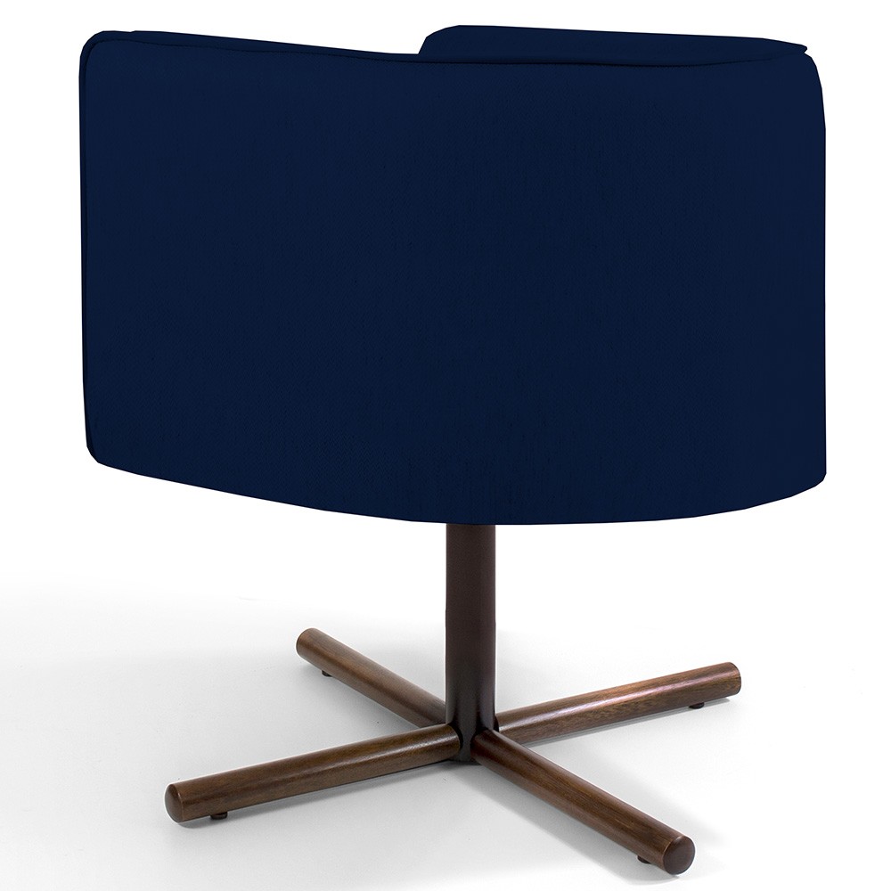 Poltrona Decorativa Giratória Base X Betina D02 Veludo Azul Oxford C-304 - Lyam Decor