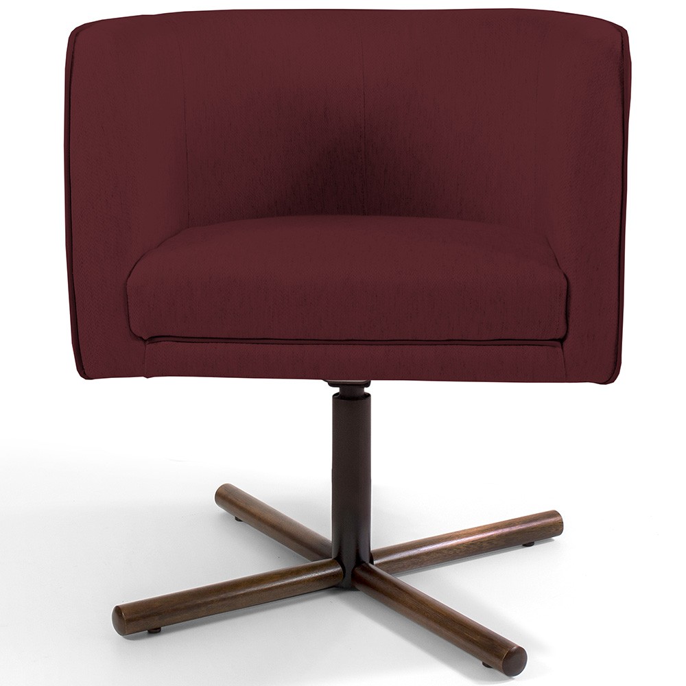 Poltrona Decorativa Giratória Base X Betina D02 Veludo Marsala C-278 - Lyam Decor