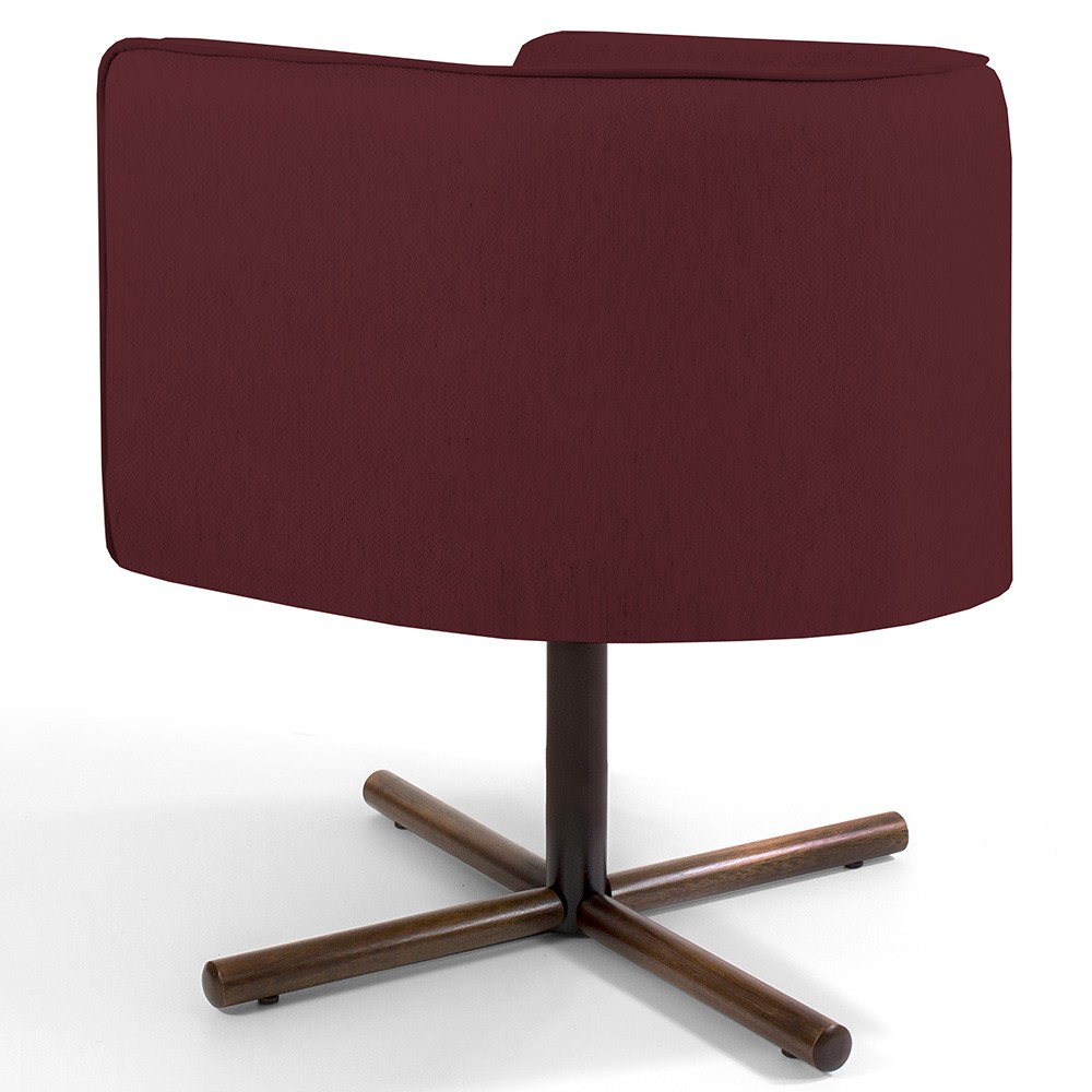 Poltrona Decorativa Giratória Base X Betina D02 Veludo Marsala C-278 - Lyam Decor