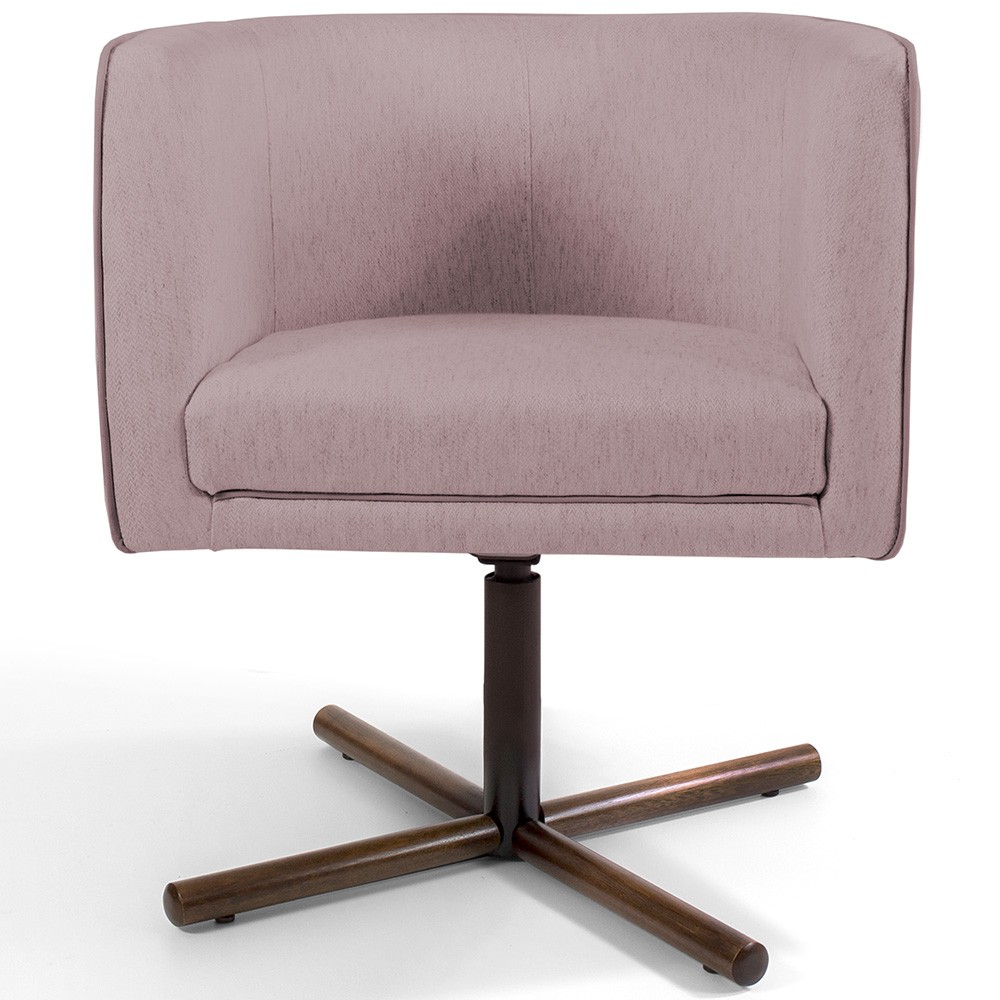 Poltrona Decorativa Giratória Base X Betina D02 Veludo Rosê C-305 - Lyam Decor
