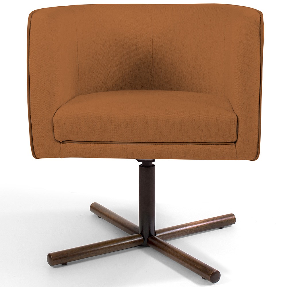 Poltrona Decorativa Giratória Base X Betina D02 Veludo Telha C-262 - Lyam Decor
