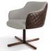 Poltrona Decorativa Giratória Base X Jade D02 Linho Bege C-107 Tressê Corano Marrom - Lyam Decor