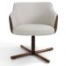 Poltrona Decorativa Giratória Base X Jade D02 Linho Bege C-107 Tressê Corano Marrom - Lyam Decor