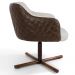 Poltrona Decorativa Giratória Base X Jade D02 Linho Bege C-107 Tressê Corano Marrom - Lyam Decor