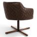 Poltrona Decorativa Giratória Base X Jade D02 Linho Bege C-107 Tressê Corano Marrom - Lyam Decor
