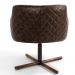 Poltrona Decorativa Giratória Base X Jade D02 Linho Bege C-107 Tressê Corano Marrom - Lyam Decor