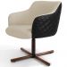 Poltrona Decorativa Giratória Base X Jade D02 Linho Bege C-129 Tressê Corano Preto - Lyam Decor