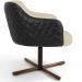 Poltrona Decorativa Giratória Base X Jade D02 Linho Bege C-129 Tressê Corano Preto - Lyam Decor