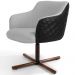 Poltrona Decorativa Giratória Base X Jade D02 Linho Cinza D-315 Tressê Corano Preto - Lyam Decor