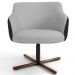 Poltrona Decorativa Giratória Base X Jade D02 Linho Cinza D-315 Tressê Corano Preto - Lyam Decor
