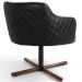 Poltrona Decorativa Giratória Base X Jade D02 Linho Cinza D-315 Tressê Corano Preto - Lyam Decor