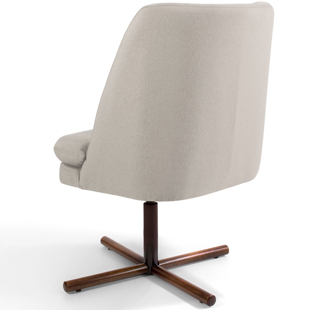 Poltrona Decorativa Giratória Base X Pérsia D02 Linho Bege C-107 - Lyam Decor