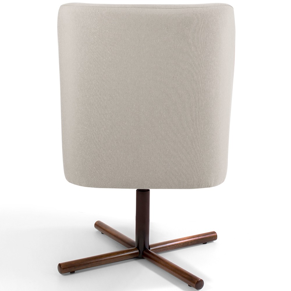 Poltrona Decorativa Giratória Base X Pérsia D02 Linho Bege C-107 - Lyam Decor