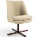 Poltrona Decorativa Giratória Base X Pérsia D02 Linho Bege C-129 - Lyam Decor