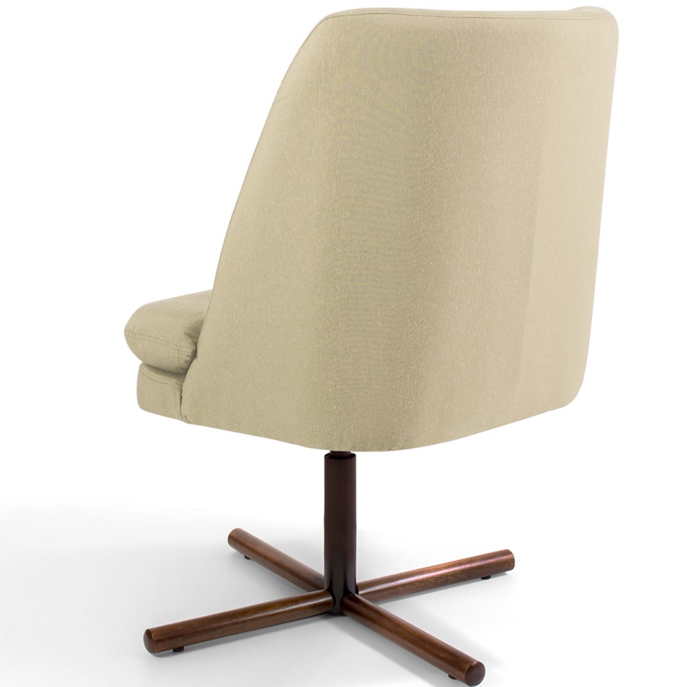 Poltrona Decorativa Giratória Base X Pérsia D02 Linho Bege C-129 - Lyam Decor