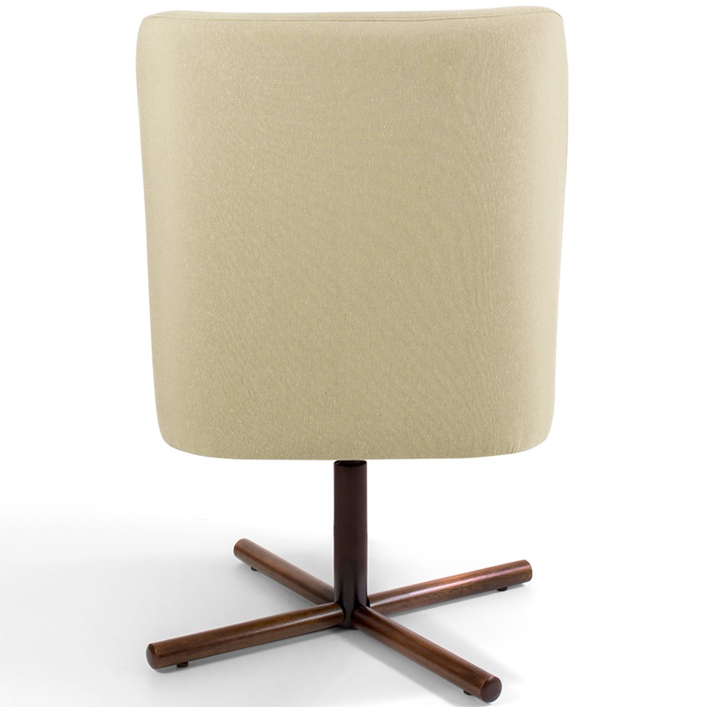 Poltrona Decorativa Giratória Base X Pérsia D02 Linho Bege C-129 - Lyam Decor