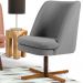 Poltrona Decorativa Giratória Base X Pérsia D02 Linho Cinza C-416 - Lyam Decor