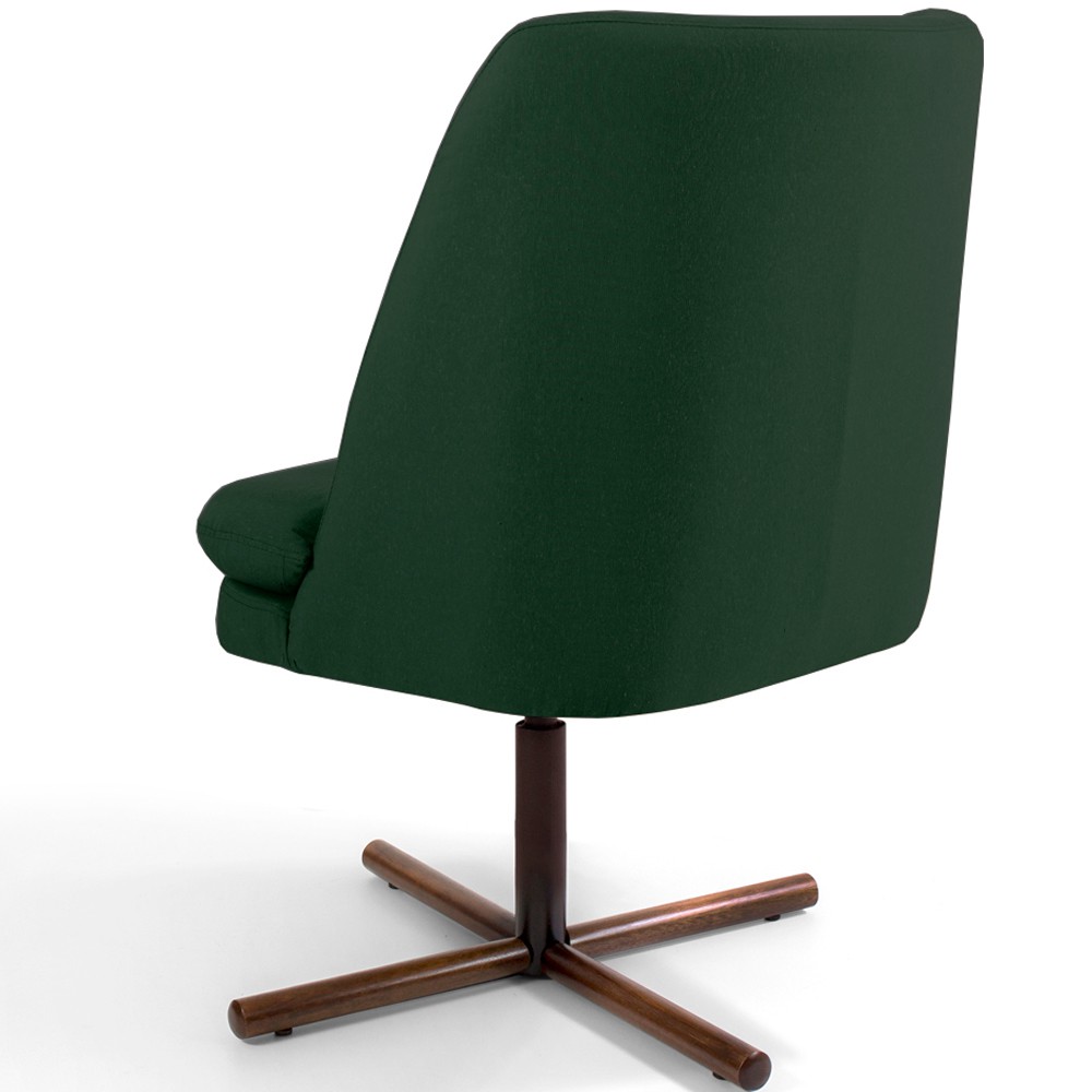 Poltrona Decorativa Giratória Base X Pérsia D02 Linho Verde C-117 - Lyam Decor