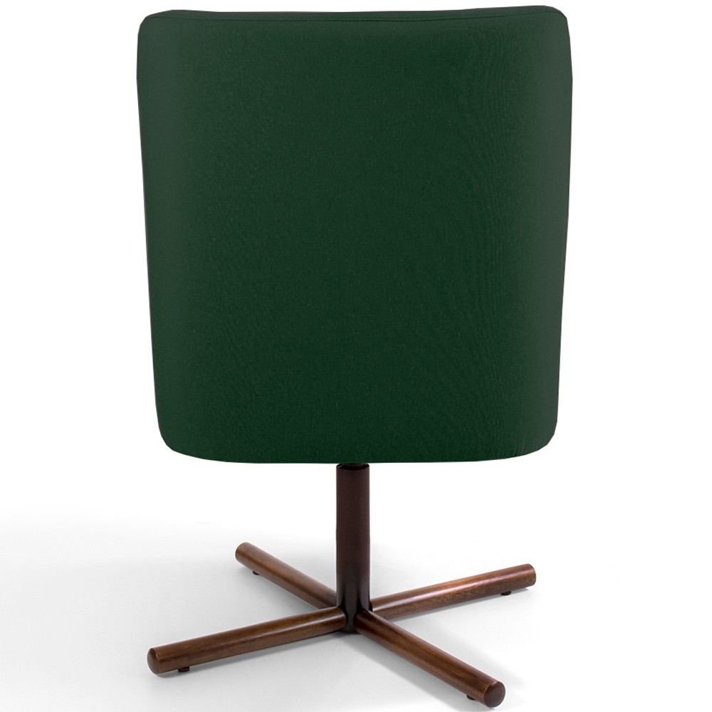 Poltrona Decorativa Giratória Base X Pérsia D02 Linho Verde C-117 - Lyam Decor