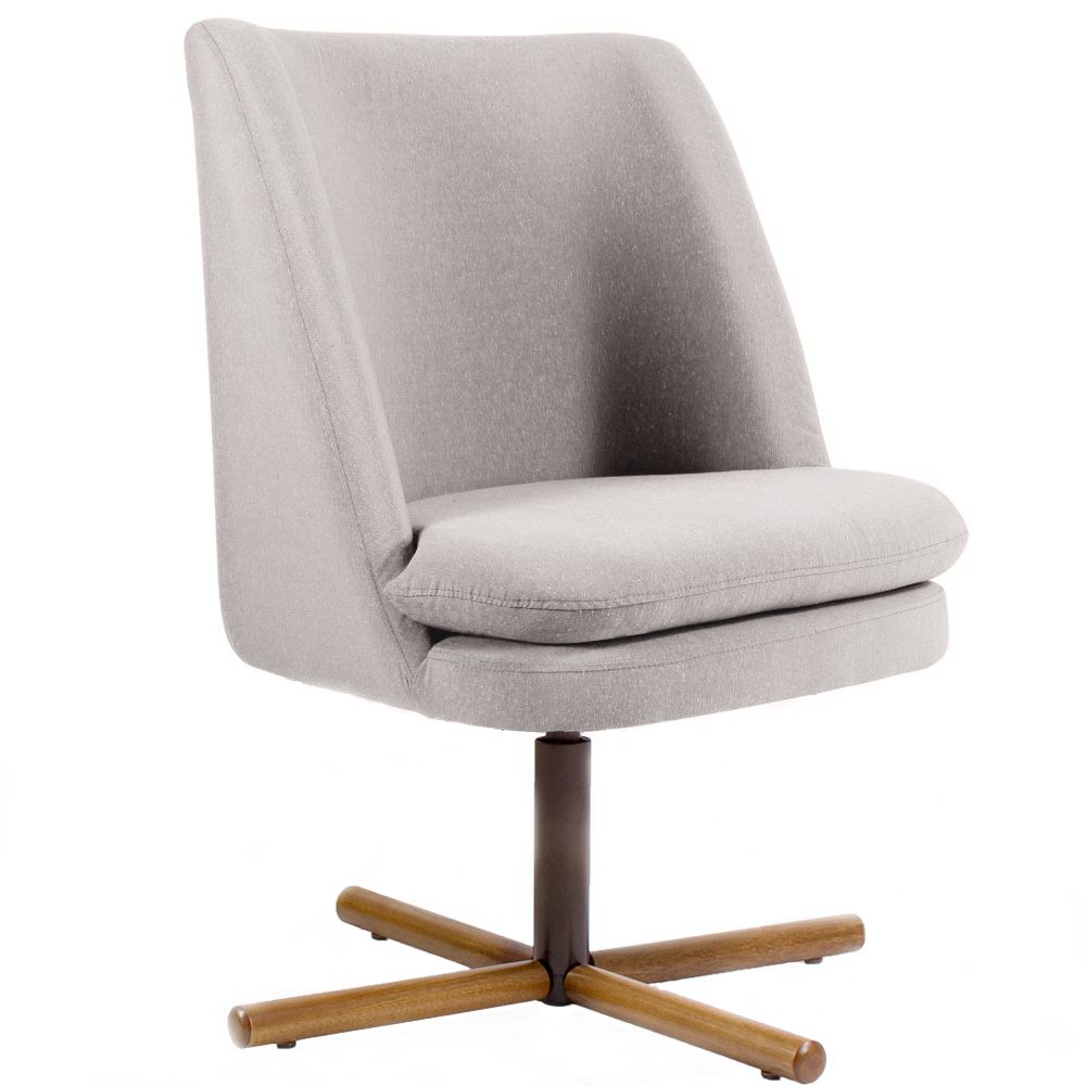 Poltrona Decorativa Giratória Base X Pérsia D02 Rústico Bege C-316 - Lyam Decor