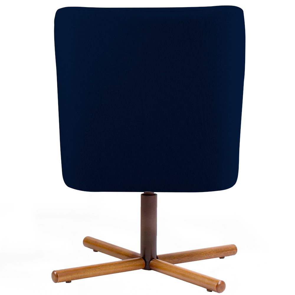 Poltrona Decorativa Giratória Base X Pérsia D02 Veludo Azul Marinho B-287 - Lyam Decor