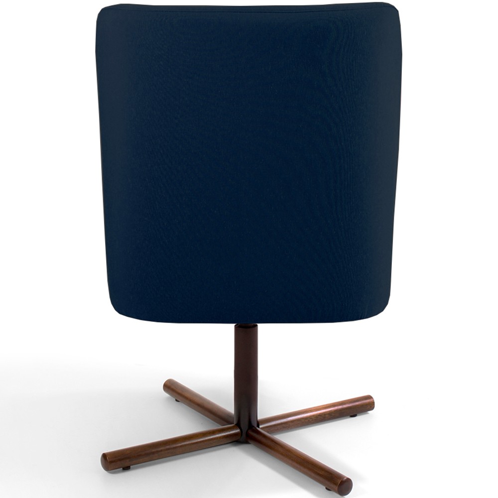 Poltrona Decorativa Giratória Base X Pérsia D02 Veludo Azul Oxford B-304  - Lyam Decor
