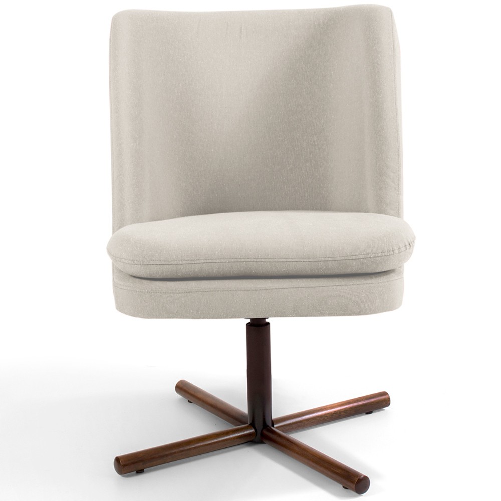 Poltrona Decorativa Giratória Base X Pérsia D02 Veludo Bege B-309  - Lyam Decor