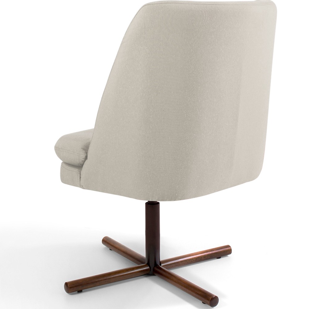 Poltrona Decorativa Giratória Base X Pérsia D02 Veludo Bege B-309  - Lyam Decor