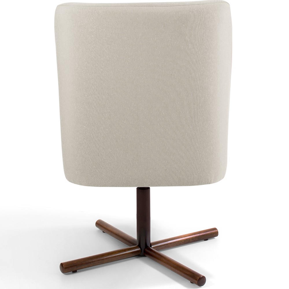 Poltrona Decorativa Giratória Base X Pérsia D02 Veludo Bege B-309  - Lyam Decor
