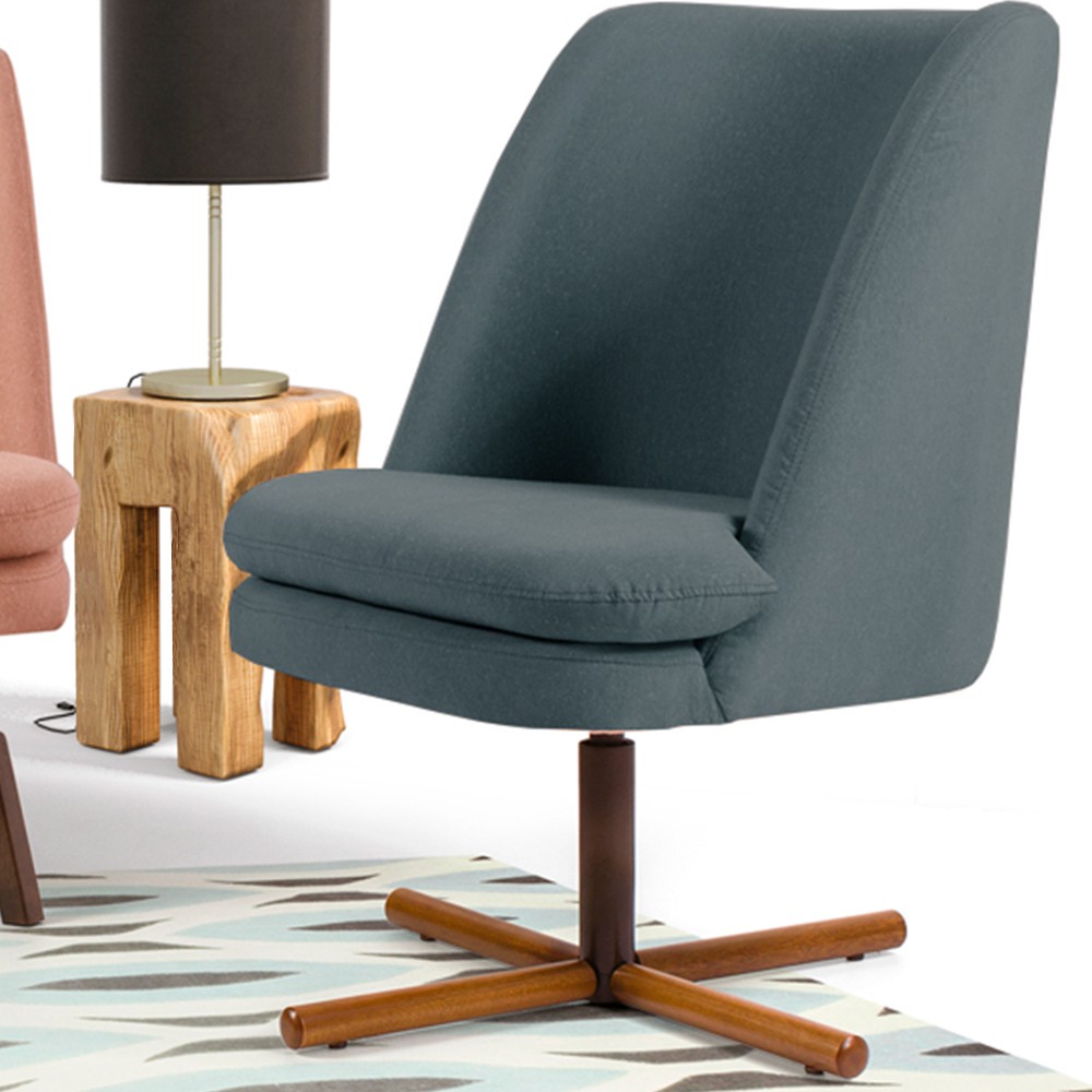 Poltrona Decorativa Giratória Base X Pérsia D02 Veludo Cinza B-317  - Lyam Decor
