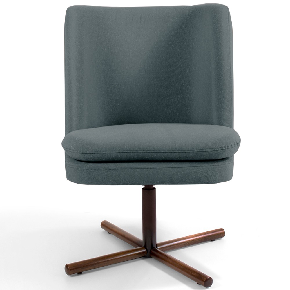 Poltrona Decorativa Giratória Base X Pérsia D02 Veludo Cinza B-317  - Lyam Decor