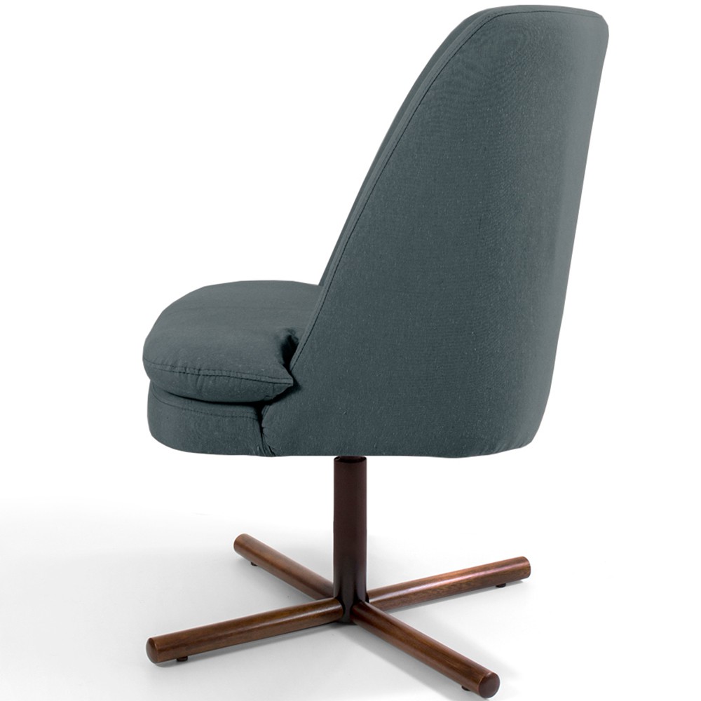 Poltrona Decorativa Giratória Base X Pérsia D02 Veludo Cinza B-317  - Lyam Decor
