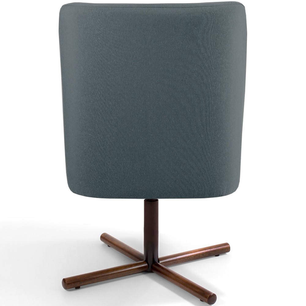 Poltrona Decorativa Giratória Base X Pérsia D02 Veludo Cinza B-317  - Lyam Decor