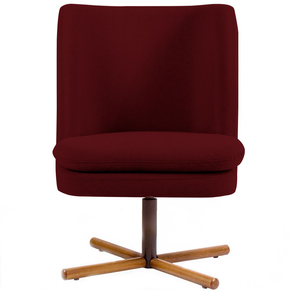 Poltrona Decorativa Giratória Base X Pérsia D02 Veludo Marsala B-278 - Lyam Decor